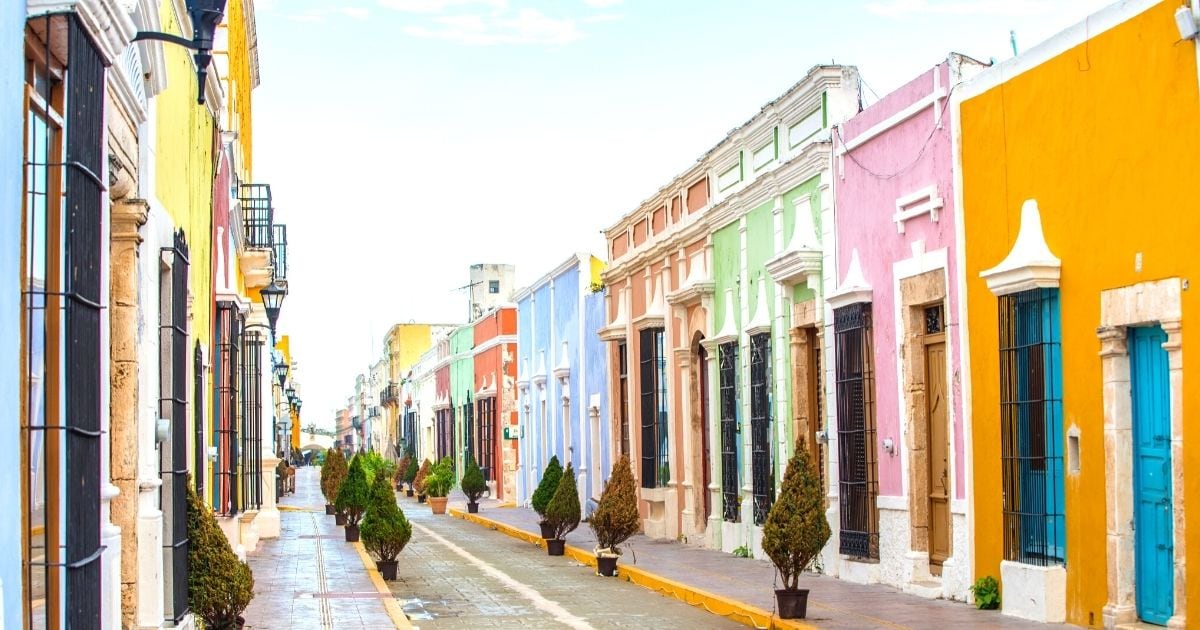 colorful colonial architecture in merida mexico, yucatan peninsula