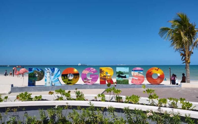 sign at progreso beach yucatan mexico