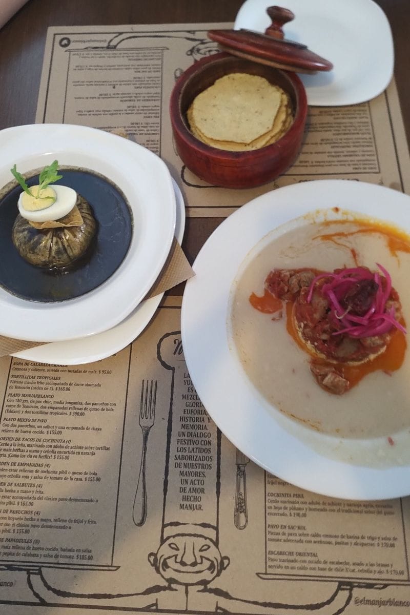two plates of food at Manjar Blanco Merida Restaurant
