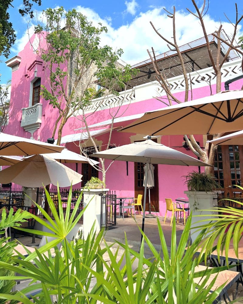 pink hotel called Rosas y Xocolate Merida