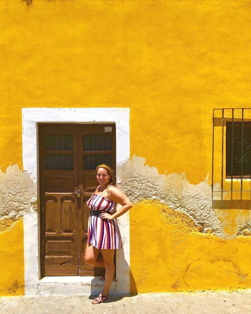 woman in izamal yucatan, the yellow city in mexico