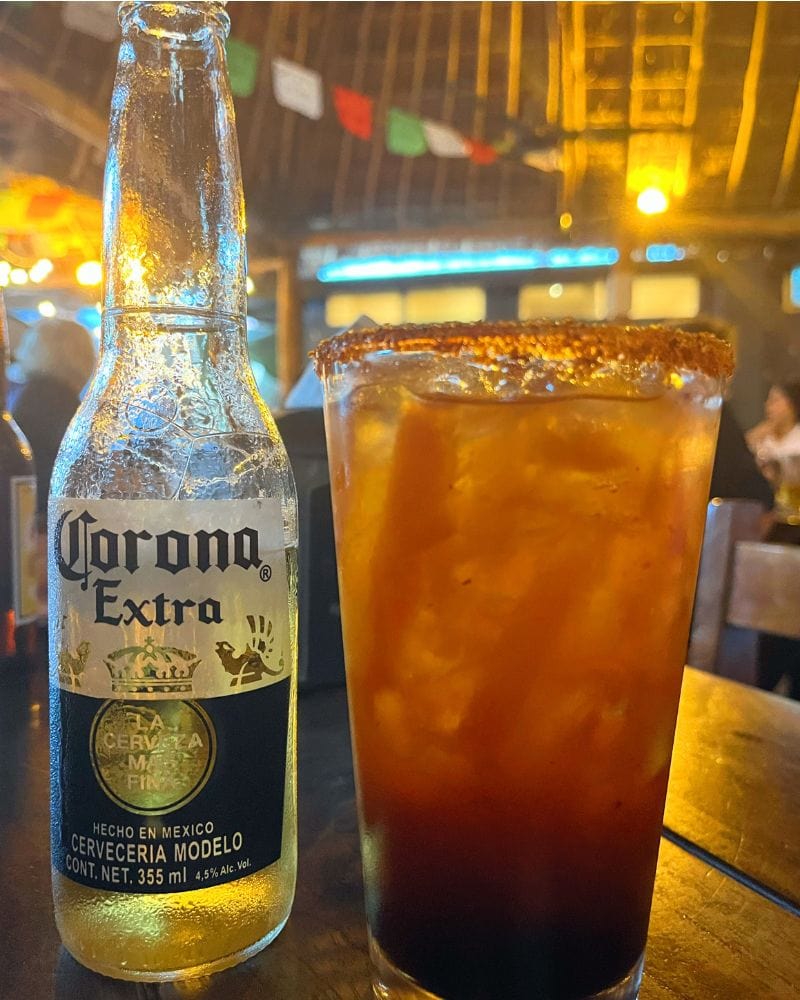 michelada beer cocktail in a merida cantina