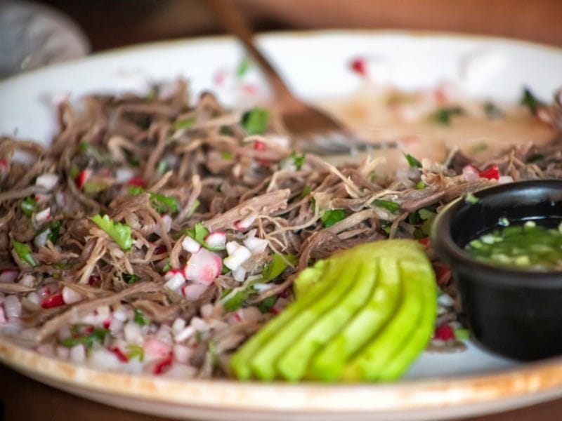 shredded beef salad lechon pork | best yucatan foods