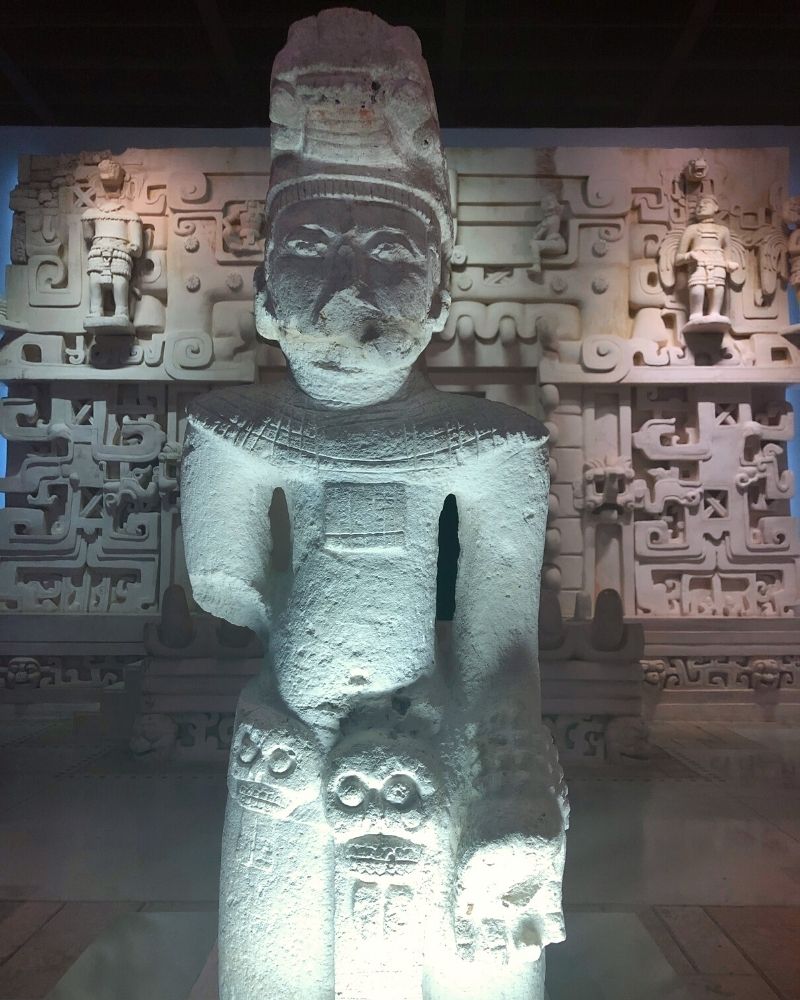mayan artifact inside the Merida Mayan Museum in Mexico